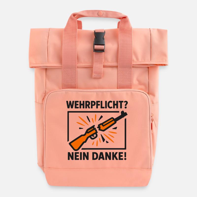 Conscription No Thanks – Conscientious Objection - Roll Top Backpack with Two Handles - chintz rose