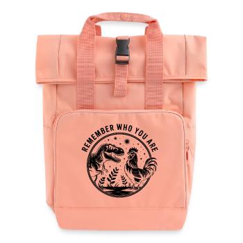 Erinnere dich daran, wer du bist - Lustiges Dinosaurier T-Shirt - Rolltop Rucksack mit zwei Griffen - Chintzrosa - Vorne