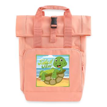 Take it Slow – Chillige Schildkröte - Rolltop Rucksack mit zwei Griffen - Chintzrosa - Vorne