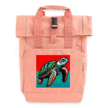 turtle - Roll Top Backpack with Two Handles - chintz rose - Front