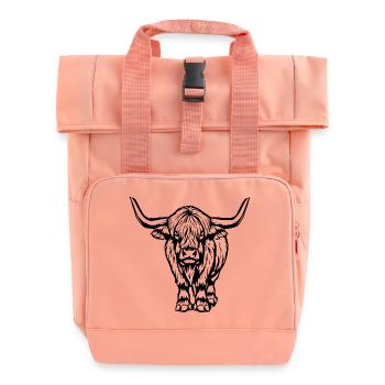 schottisches Hochlandrind - Rolltop Rucksack mit zwei Griffen - Chintzrosa - Vorne