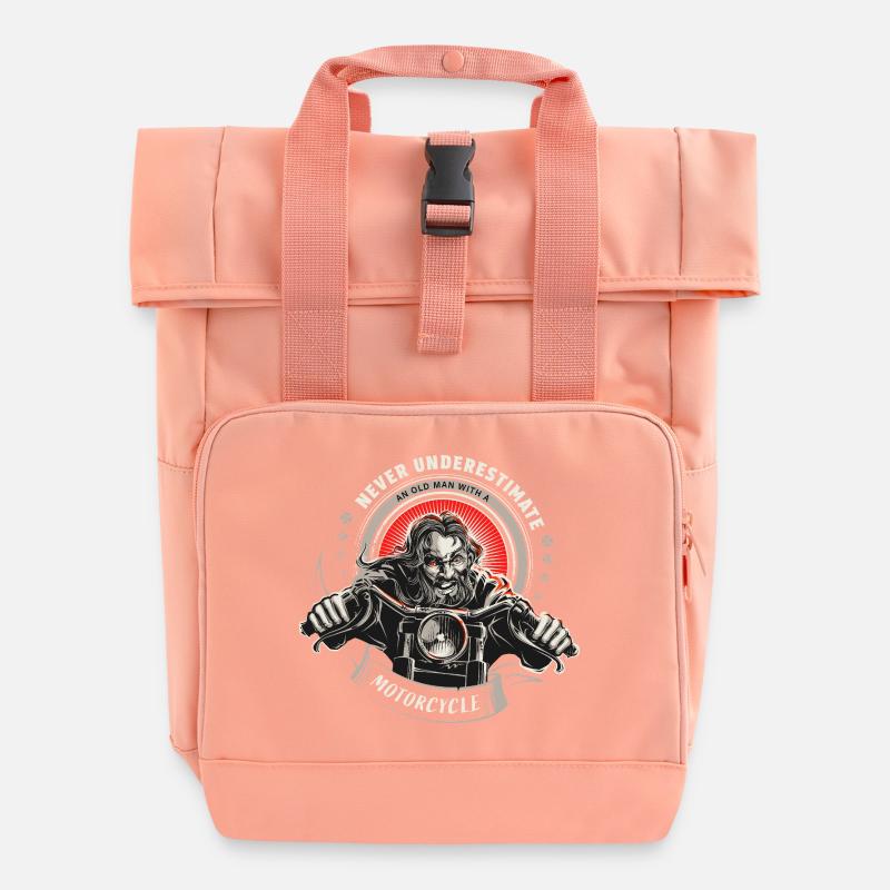 Never underestimate an old man ... - Rolltop Rucksack mit zwei Griffen - Chintzrosa