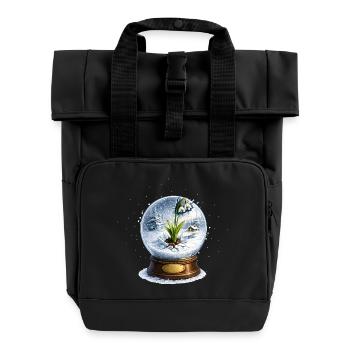 Snowdrop blasts snow globe - Roll Top Backpack with Two Handles - black - Front