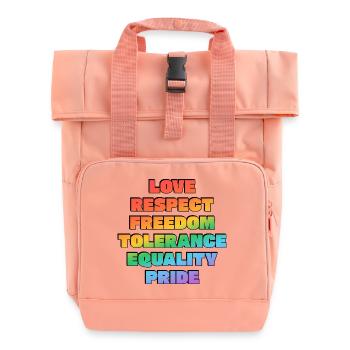 Rainbow Pride Values - Roll Top Backpack with Two Handles - chintz rose - Front