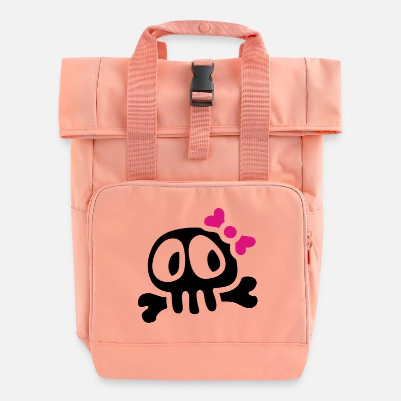 lady skull - Roll Top Backpack with Two Handles - chintz rose