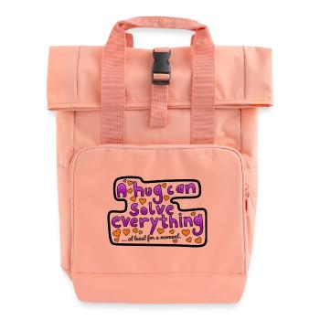 Eine Umarmung kann schon helfen - Rolltop Rucksack mit zwei Griffen - Chintzrosa - Vorne