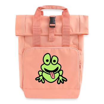Frog with tongue - Roll Top Backpack with Two Handles - chintz rose - Front