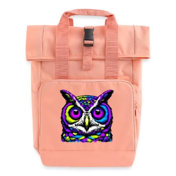 Owl - Roll Top Backpack with Two Handles - chintz rose - Front