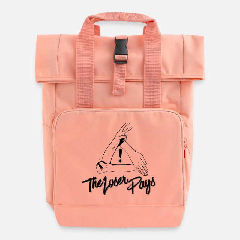 The Loser Pays – Fun Hand Sign - Roll Top Backpack with Two Handles - chintz rose