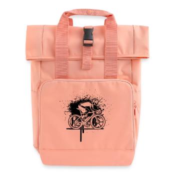 Lustiges Rennrad Motiv - Rolltop Rucksack mit zwei Griffen - Chintzrosa - Vorne