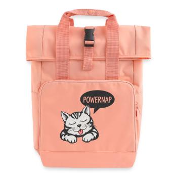 Powernap Cat - Sleeping Motif - Roll Top Backpack with Two Handles - chintz rose - Front