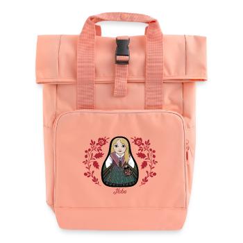 Ilsbostinta mit Blumen. - Rolltop Rucksack mit zwei Griffen - Chintzrosa - Vorne