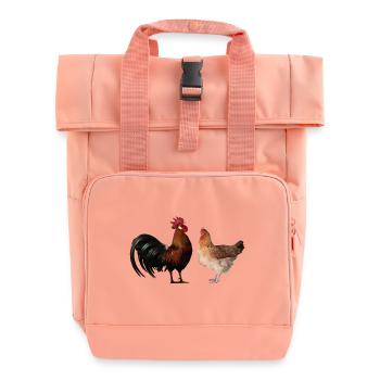 rooster and hen am431 - Roll Top Backpack with Two Handles - chintz rose - Front