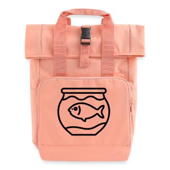 Icône de contour de poisson - Conception de pêche simple - Sac à dos Roll Top à deux anses - rose liberty - Devant