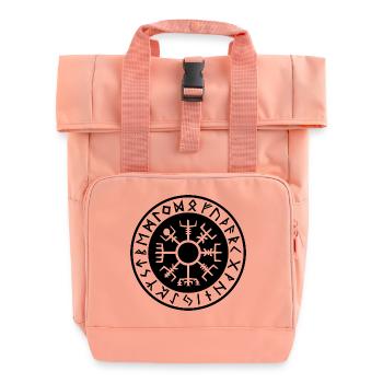 Vegvisir Nordique – Symbole de Protection Noir - Sac à dos Roll Top à deux anses - rose liberty - Devant