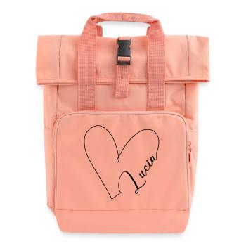 Lucia Name Heart Line - Roll Top Backpack with Two Handles - chintz rose - Front
