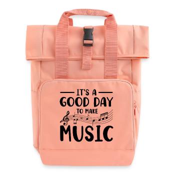 Musiker Musik Instrument - Rolltop Rucksack mit zwei Griffen - Chintzrosa - Vorne