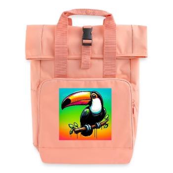 toucan - Roll Top Backpack with Two Handles - chintz rose - Front