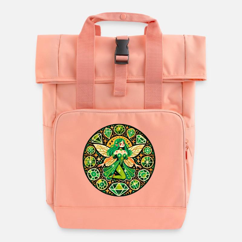 Mandala Fée Émeraude - Sac à dos Roll Top à deux anses - rose liberty