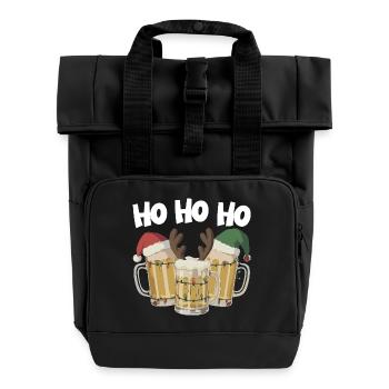 Weihnachtsbier Trio mit Lichtern Ho Ho Ho Bier - Rolltop Rucksack mit zwei Griffen - Schwarz - Vorne