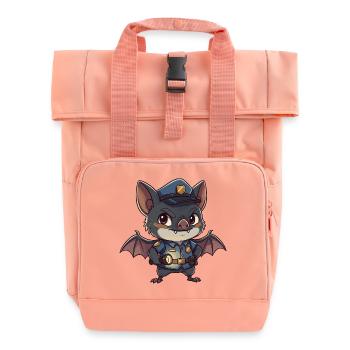 Bat Police Patrol - Roll Top Backpack with Two Handles - chintz rose - Front