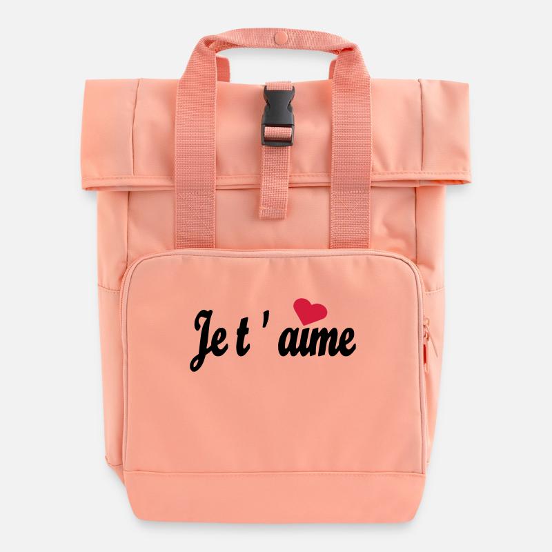 Je t ´aime - Rolltop Rucksack mit zwei Griffen - Chintzrosa