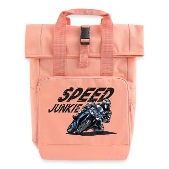 Speed Junkie - Motorcycle, Bike, Motorsport - Roll Top Backpack with Two Handles - chintz rose - Front