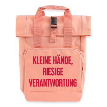 Small Hands, Huge Responsibility Parent Saying - Roll Top Backpack with Two Handles - chintz rose - Front
