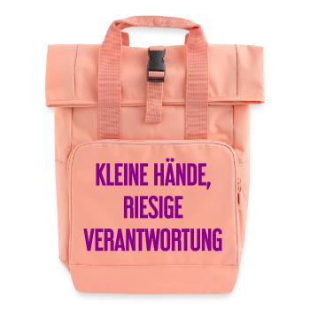 Kleine Hände, riesige Verantwortung Eltern-Spruch - Rolltop Rucksack mit zwei Griffen - Chintzrosa - Vorne