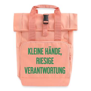 Small Hands, Huge Responsibility Parent Saying - Roll Top Backpack with Two Handles - chintz rose - Front