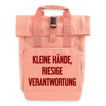 Kleine Hände, riesige Verantwortung Eltern-Spruch - Rolltop Rucksack mit zwei Griffen - Chintzrosa - Vorne