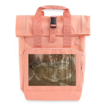 Hund verschmolzen in winterlichem Pfad - Rolltop Rucksack mit zwei Griffen - Chintzrosa - Vorne