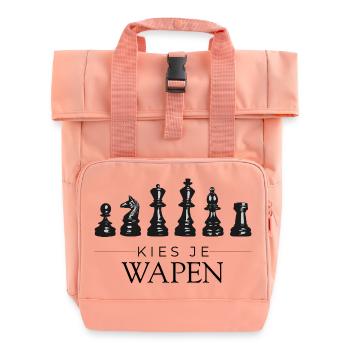 Schachfiguren mit Text Choose your Weapon - Rolltop Rucksack mit zwei Griffen - Chintzrosa - Vorne