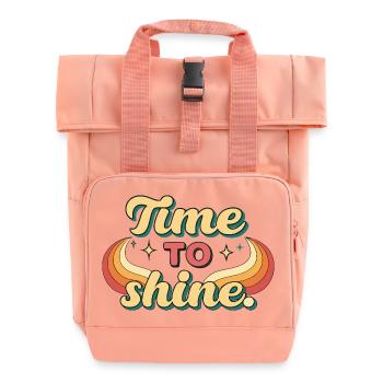Time to Shine Rainbow Wings - Roll Top Backpack with Two Handles - chintz rose - Front