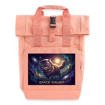Space Grump Space Cat Neon - Roll Top Backpack with Two Handles - chintz rose - Front