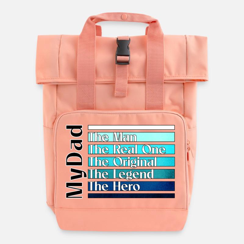 Dad - Dad of a Daughter - Proud Dad - Roll Top Backpack with Two Handles - chintz rose