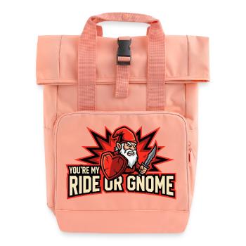 Evil Gnome, Dark Gnome, Goth Gnome, Funny Gnome - Roll Top Backpack with Two Handles - chintz rose - Front