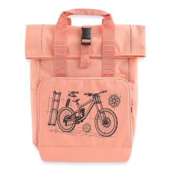 Dessin du vélo DH Exploded - Croquis de géométrie - Sac à dos Roll Top à deux anses - rose liberty - Devant