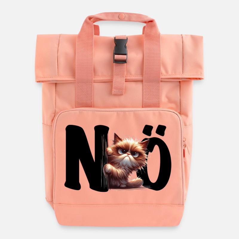 NÖ - grummelige Katze - Nein - Nope - Statement - Rolltop Rucksack mit zwei Griffen - Chintzrosa