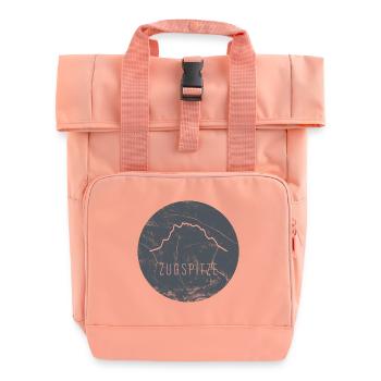 Zugspitze contour on wooden plate - Roll Top Backpack with Two Handles - chintz rose - Front