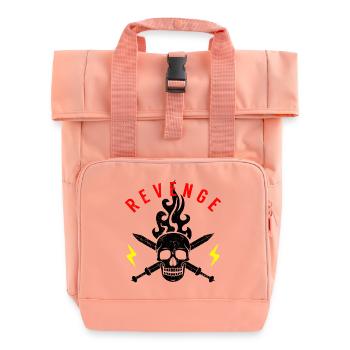Totenkopf Schwerter Blitze Flammen Rache Rocker - Rolltop Rucksack mit zwei Griffen - Chintzrosa - Vorne