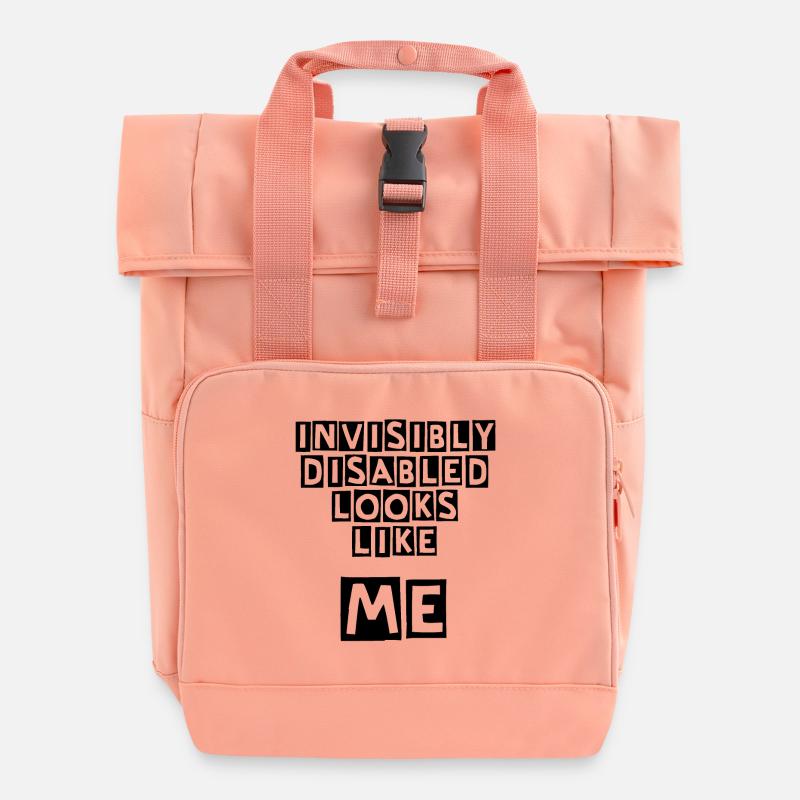Invisibly Disabled - Roll Top Backpack with Two Handles - chintz rose