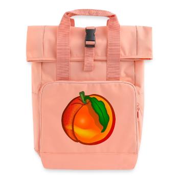 peach peach veggie vegetables fruits2 - Roll Top Backpack with Two Handles - chintz rose - Front