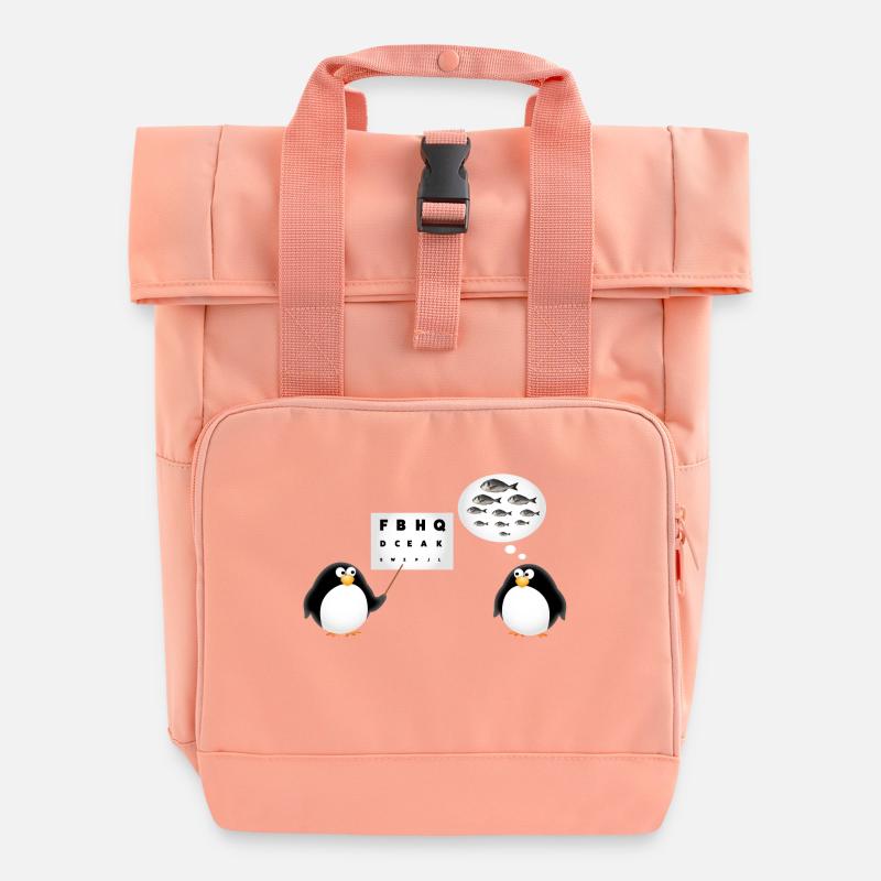 Penguin Seh Test - Ophthalmologist - Roll Top Backpack with Two Handles - chintz rose