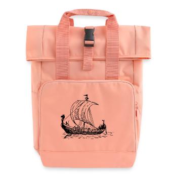Viking ship - Roll Top Backpack with Two Handles - chintz rose - Front