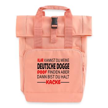 Deutsche Dogge Hunde Shirt Geschenk - Rolltop Rucksack mit zwei Griffen - Chintzrosa - Vorne
