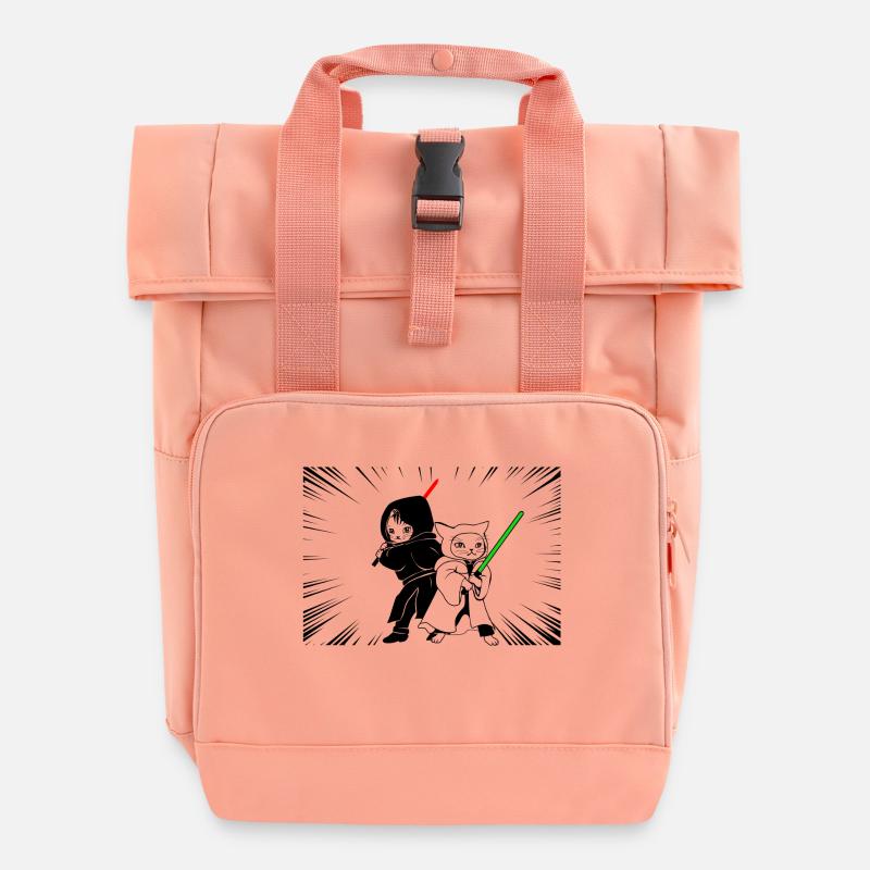 Action Katzen - Roll Top Backpack with Two Handles - chintz rose