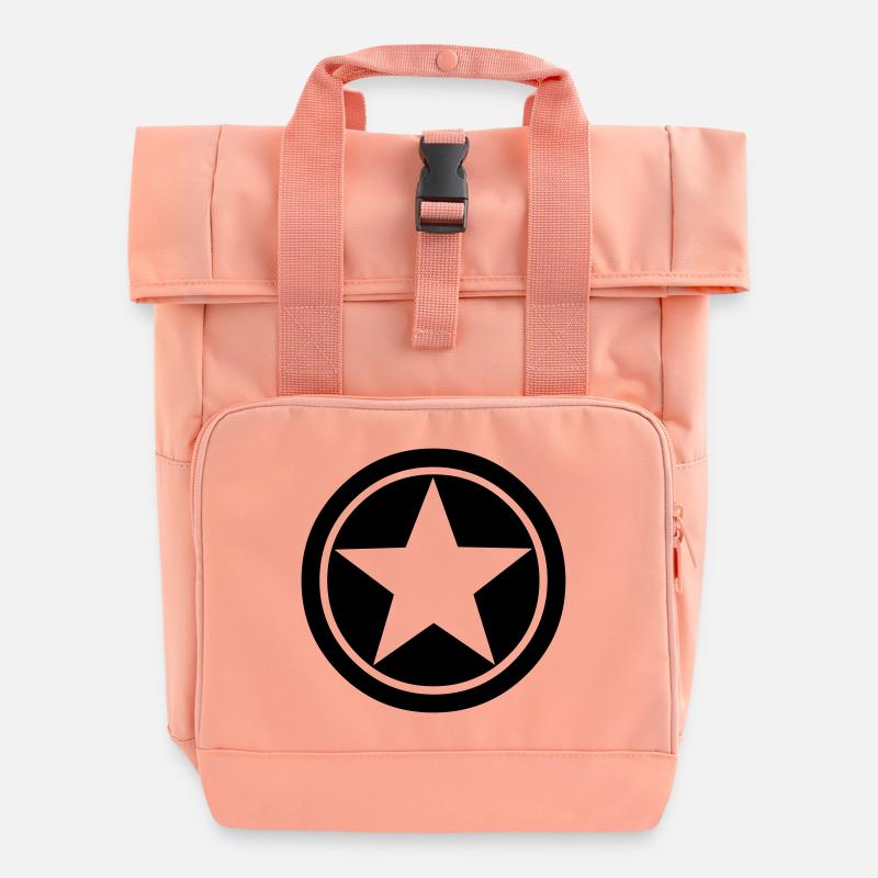 Star Circle Symbol - Rolltop Rucksack mit zwei Griffen - Chintzrosa