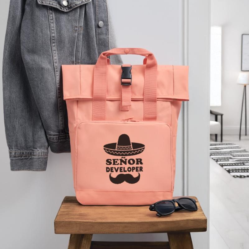 Señor Developer für Programmier & Senior Developer Rolltop Rucksack mit zwei Griffen