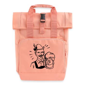 retro guy with beer - Roll Top Backpack with Two Handles - chintz rose - Front